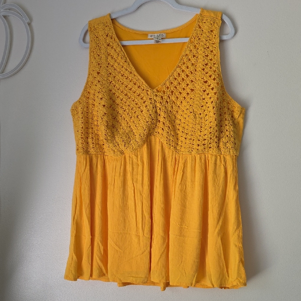 Torrid Festi Yellow Crochet Tank Top